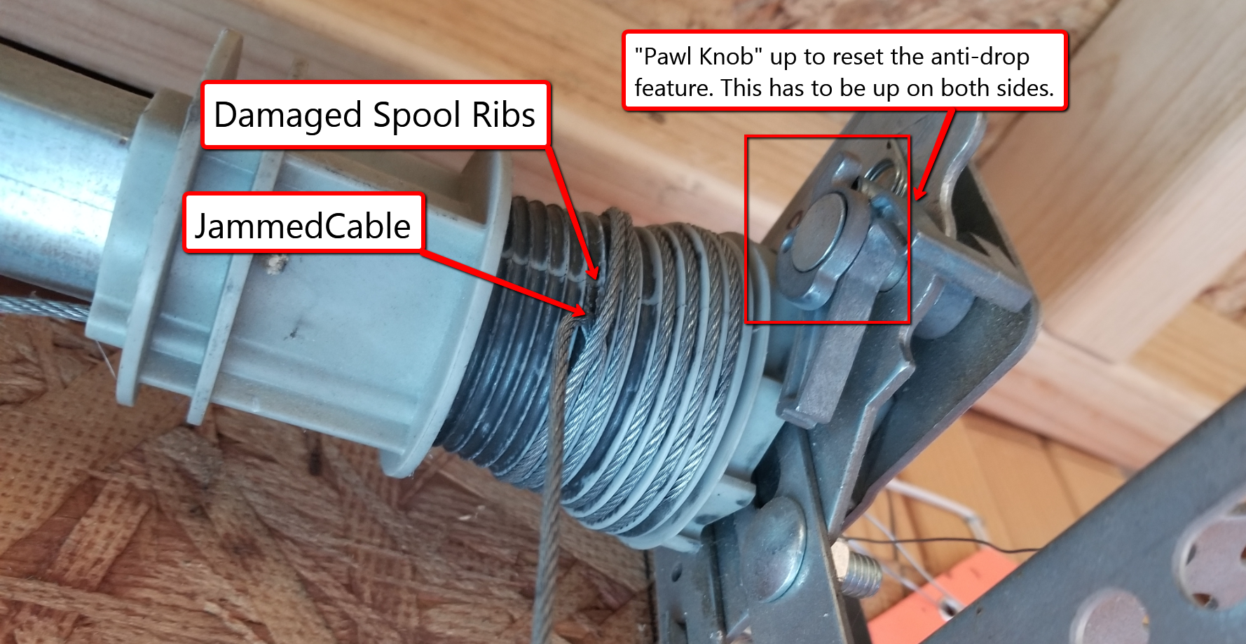 Jammed Cable Spool on Wayne Dalton TorqueMaster Plus